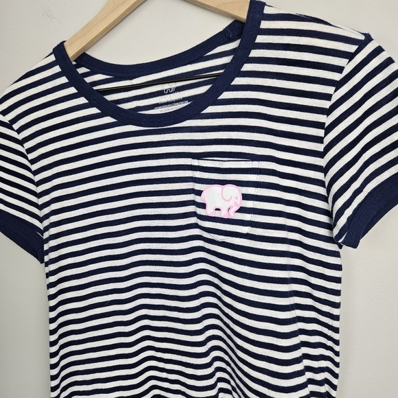Ivory Ella Navy White Striped Short Sleeve Tee Small - Picture 2 of 7